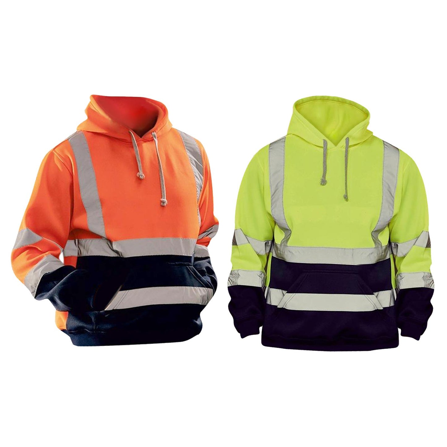 Hi Vis Pullover Mens Hoodie Sweatshirt with Pocket Drawstring Tops Construction Work Roadside Emergency