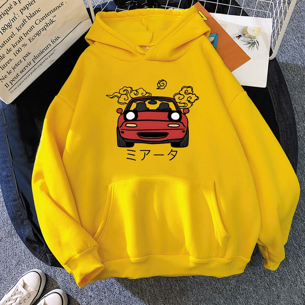 Anime Initial D Hoodie JDM Japanese Automotive Miata MX5 Printed Hoody Women Crewneck Sweatshirts Men Long Sleeve Pullover Tops