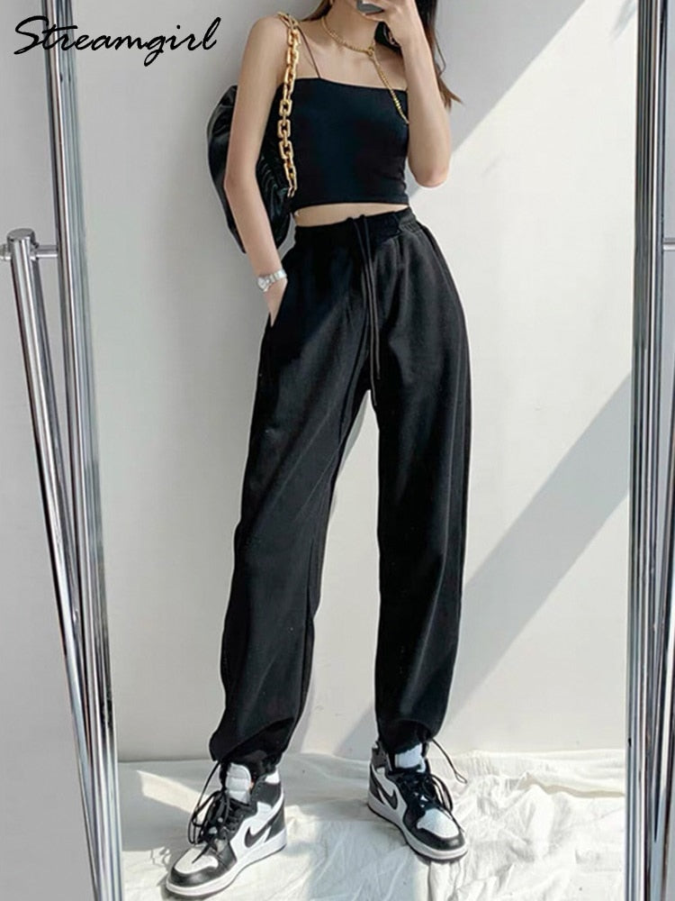 Blue Sweatpants For Women Summer Baggy Pants High Waist Jogger Wide Leg Trousers Spring Women&#39;s Sports Pants Summer Sweatpants