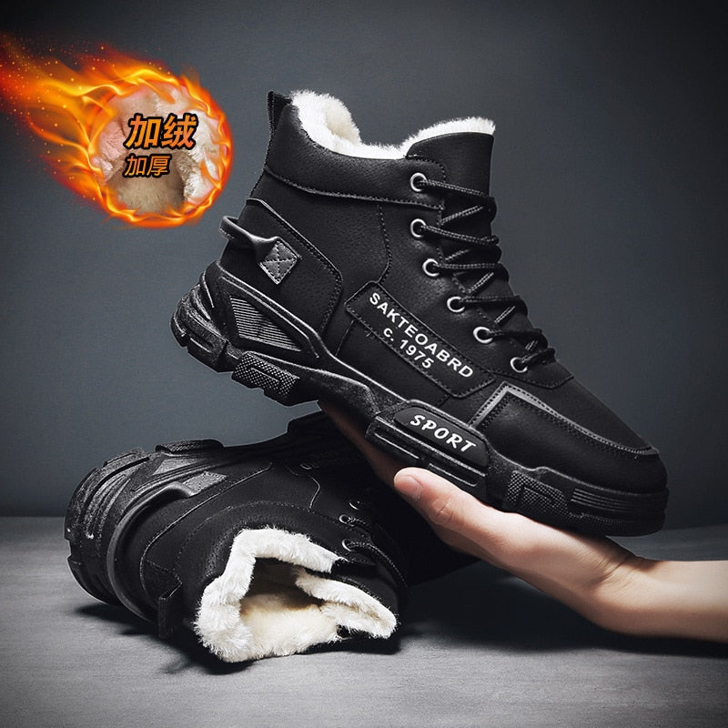 Men Boots Men&#39;s Winter Shoes Fashion Snow Boots Shoes Plus Size Winter Sneakers Ankle Men Shoes Winter Boots Black Blue Footwear