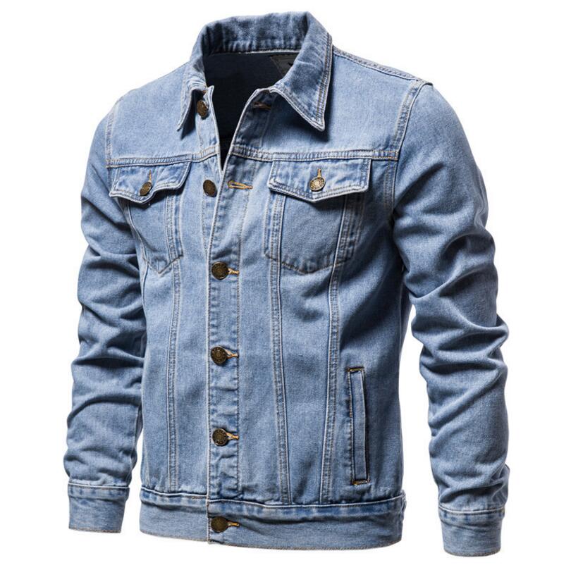 Men Light Blue Denim Jackets Slim Casual Denim Coats New Male High Quality Cotton Thicker Winter Jean Jackets Warm Coats XS-6XL