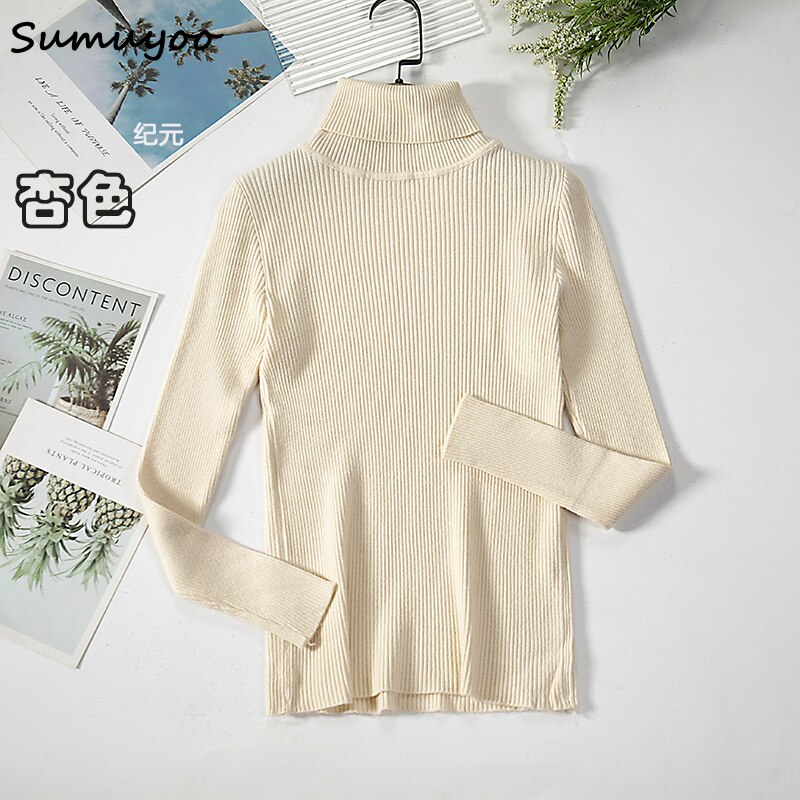 Sumuyoo 2022 Basic Turtleneck Women Sweaters Autumn Winter Tops Slim Women Pullover Knitted Sweater Jumper Soft Warm Pull