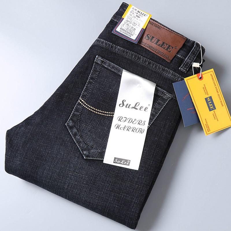 2022 SULEE Brand Autumn Winter Slim Fit  Men&#39;s Jeans Business Casual Elastic Straight Denim Pants Male High Quality Trousers