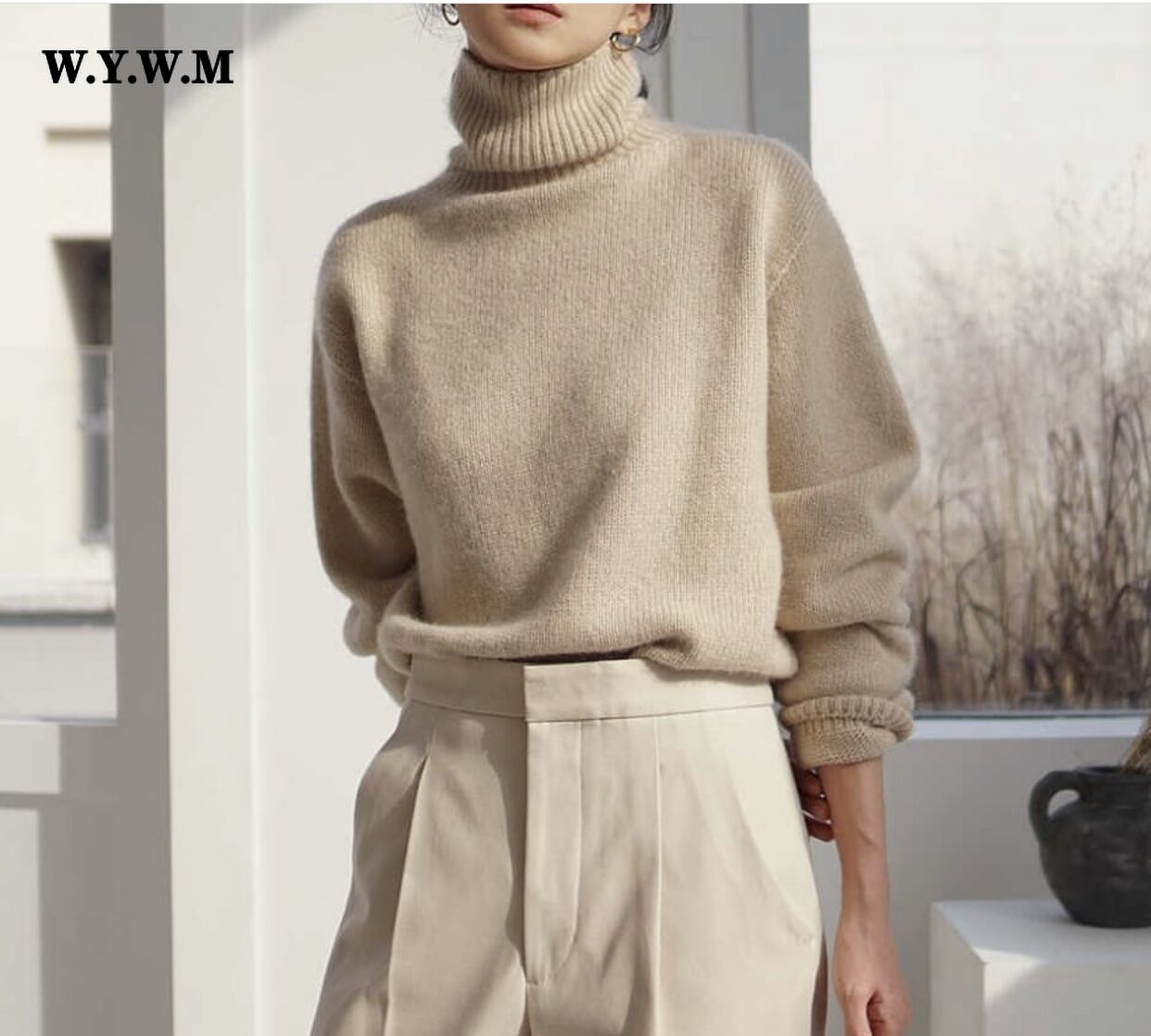 WYWM Cashmere Elegant Turtle Neck Women Sweater Soft Knitted Basic Pullovers O Neck Loose Warm Female Knitwear Jumper