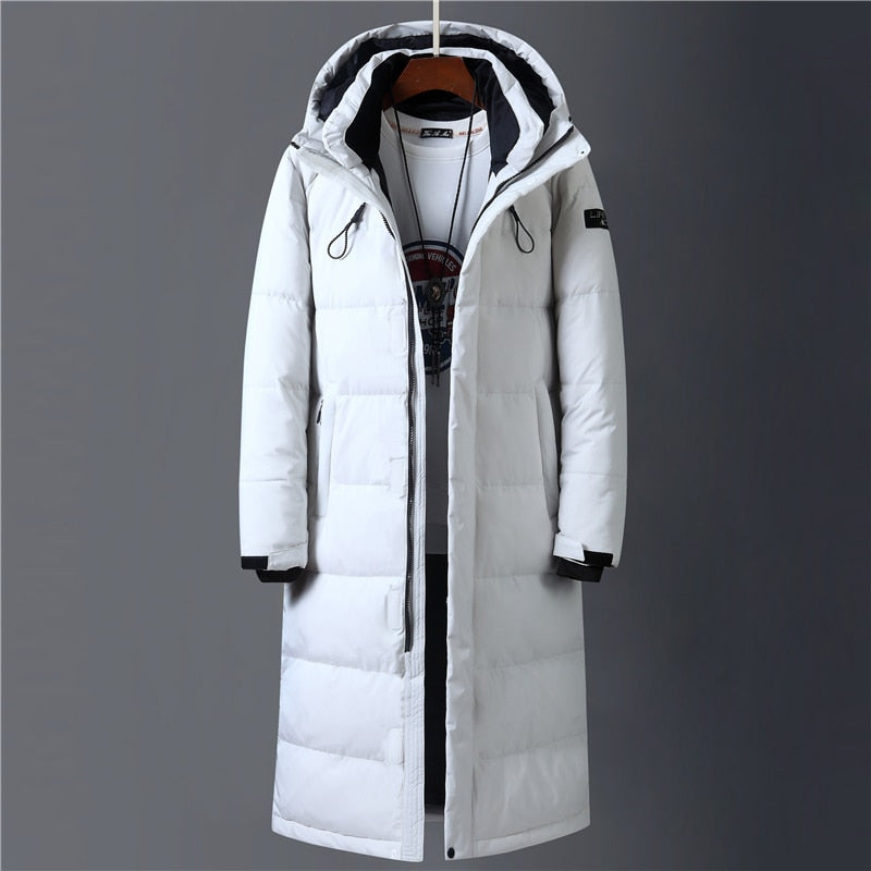 2021 Winter 90% White Duck Down Jacket Men Hooded Fashion High Quality Winter Coat Men Long Thicken Warm Down Coat Black Parkas