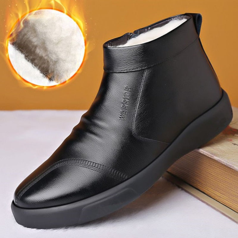 Shoes for Men 2022 Winter New Fashion Cotton Shoes Men&#39;s Plush Thickened Leather Waterproof Casual Snow Boots Zapatillas Hombre