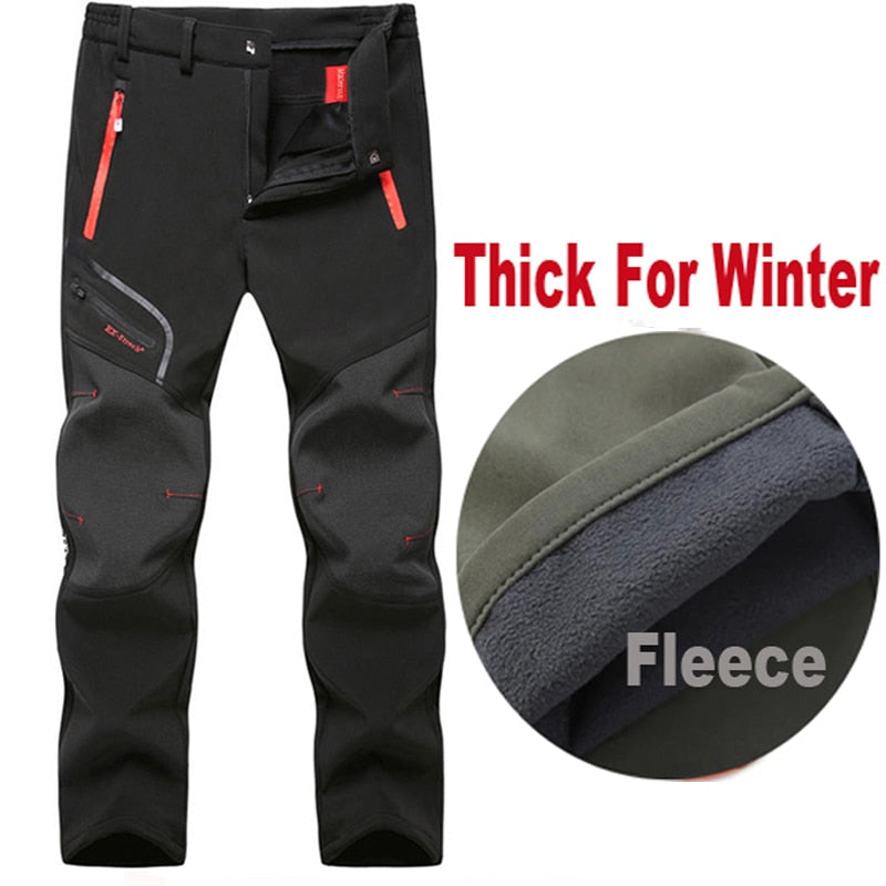 Men Summer Spring Fall Hiking Trekking Fishing Camping Climbing Run Trousers Plus Size Oversized Waterproof Outdoor Fleece Pants