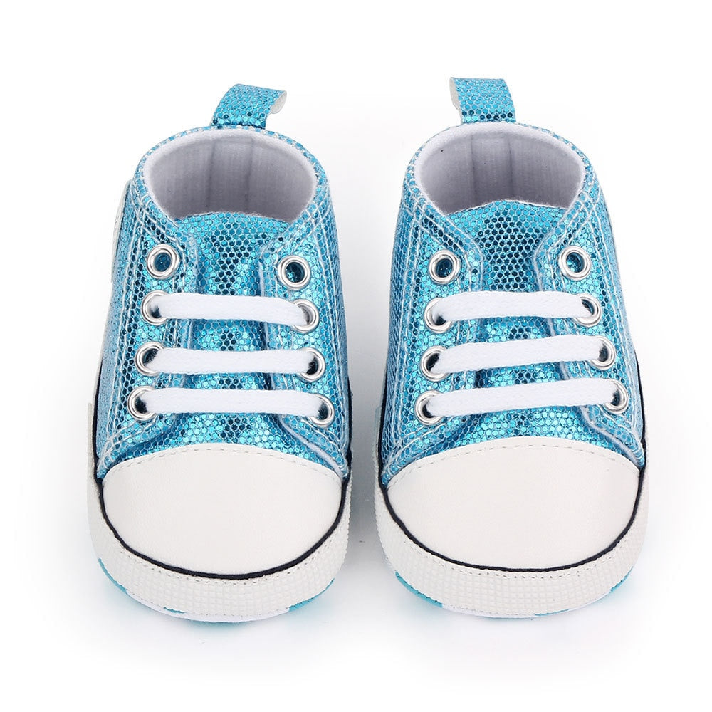 Newborn Sequined Canvas Baby Sneakers Baby Shoes Baby Boys Girls Shoes Baby Toddler Shoes Soft Sole Non-slip Baby Shoes