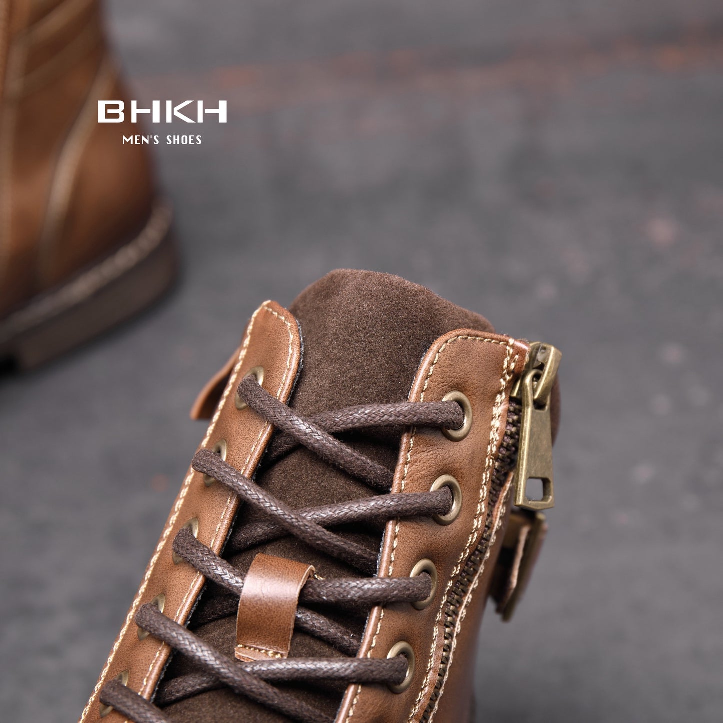 BHKH Men&#39;s Boots Winter Fashion botines Zip Lace-up Ankle Boots Vintage Business Dress Shoes Leather Casual Shoes For Men