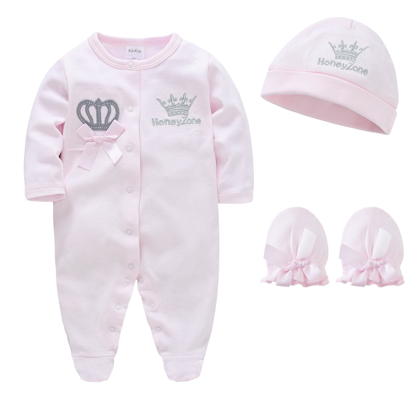 Baby Girls Boys Rompers Royal Crown Clothing Sets with Cap Gloves Infant Newborn 100% Cotton One-Pieces Footies Overall Pijamas