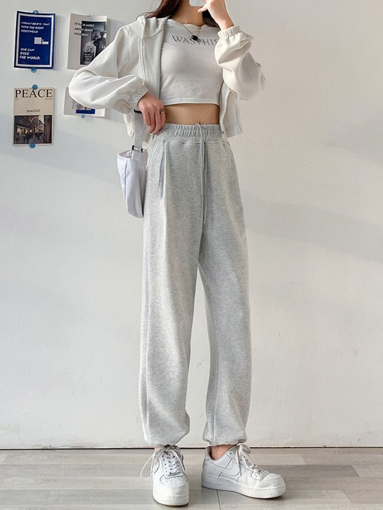 Blue Sweatpants For Women Summer Baggy Pants High Waist Jogger Wide Leg Trousers Spring Women&#39;s Sports Pants Summer Sweatpants