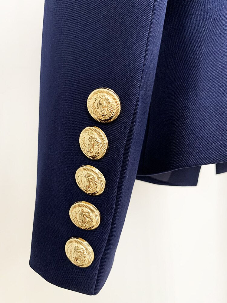 HIGH QUALITY New Fashion Designer Jacket Women's Classic Slim Fitting Metal Lion Buttons Double Breasted Blazer Outer S-5XL