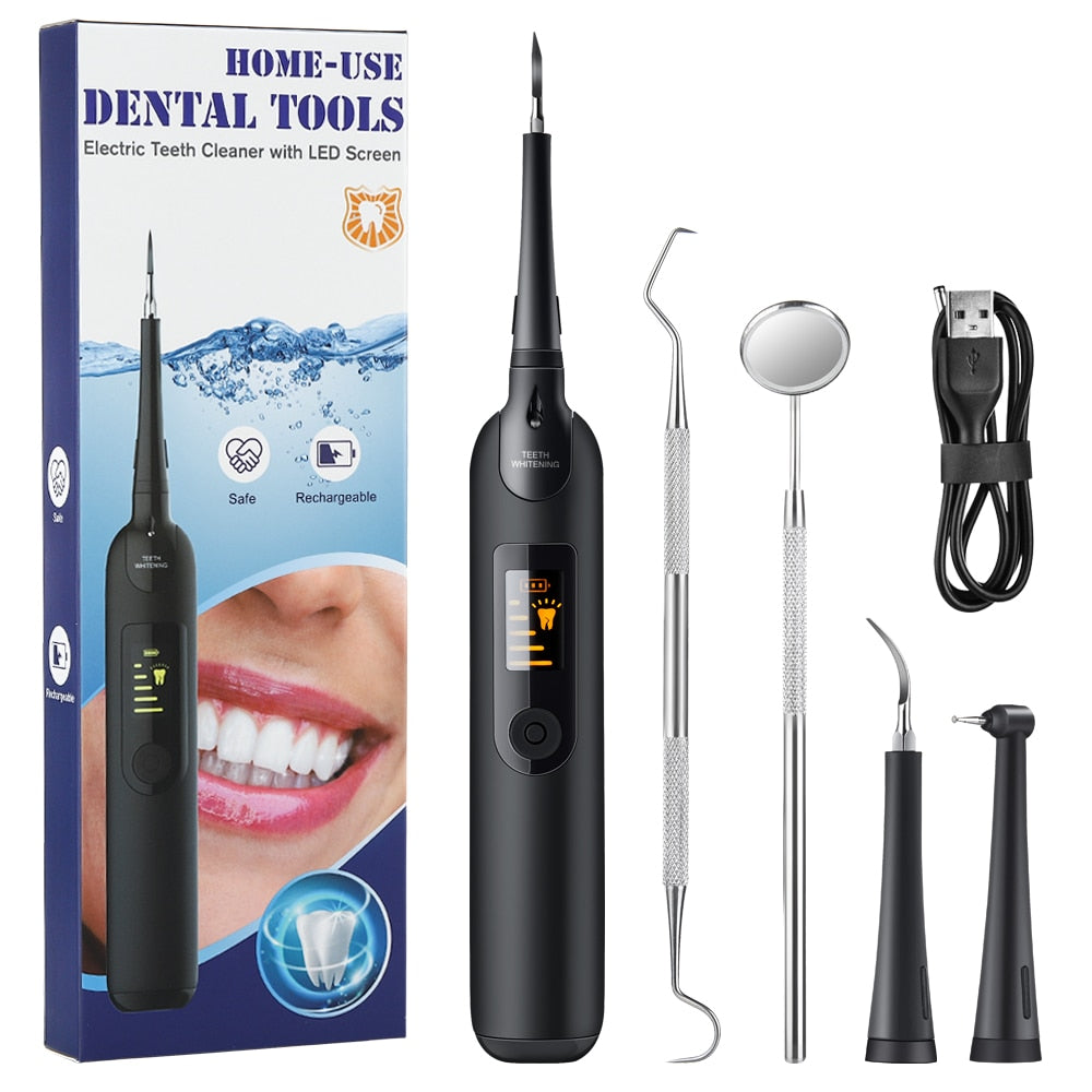 Electric Sonic Dental Calculus Remover Whitener Scaler LED Display Tooth Cleaner Rechargeable Tartar Tool Whitening Teeth Care