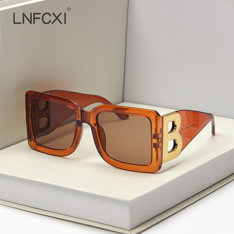 LNFCXI 2021 New Fashion Oversized The Letter B  Square Luxury Trend Sunglasses Women Men Retro rectangle sunglasses gafas de sol