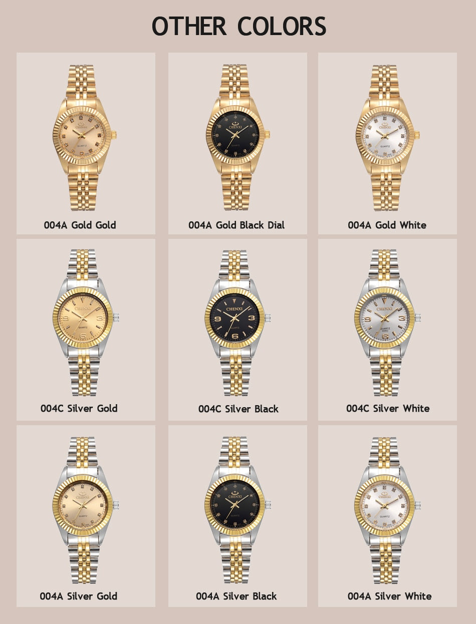 CHENXI Women Golden &amp; Silver Classic Quartz Watch Female Elegant Clock Luxury Gift Watches Ladies Waterproof Wristwatch