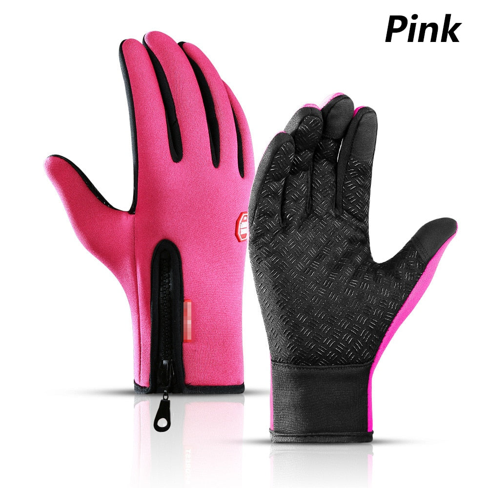 Hot Sale Winter Gloves For Men Touchscreen Windproof Cycling Cold Glove Warm Non-Slip Outdoor Driving Zipper Womens Sport Gloves