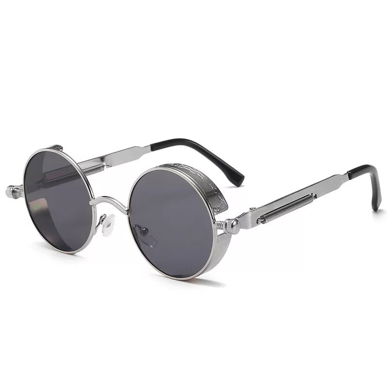 Classic Gothic Steampunk Sunglasses Luxury Brand Designer High Quality Men  Retro Round Metal Frame Sunglasses UV400