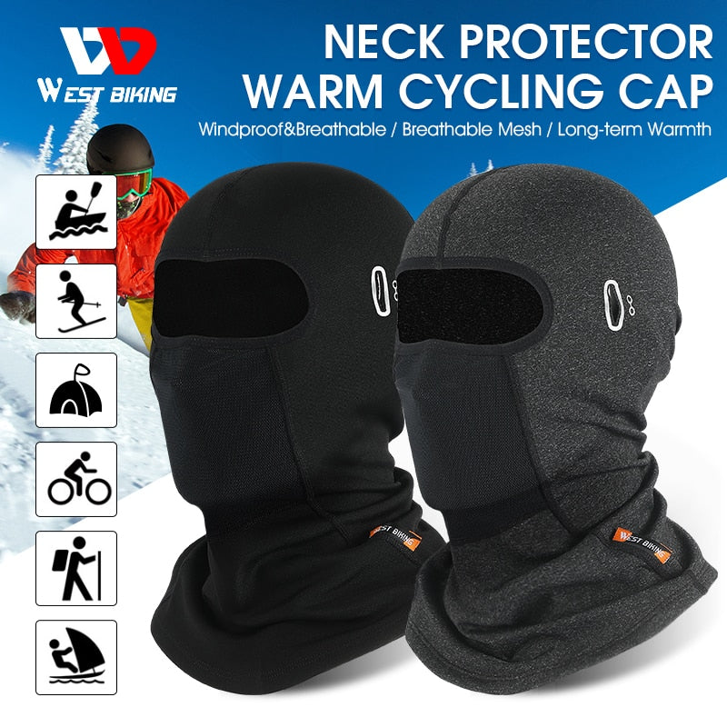 WEST BIKING Cycling Cap Winter Warm Running Scarf Balaclava Velvet Bike Full Face Cover Headwear Climbing Fishing Skating Hat