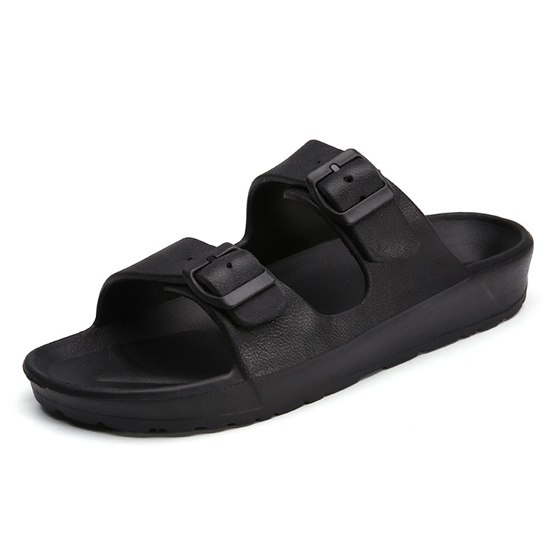 YISHEN Sandals For Men Slippers Double Buckle Slide EVA Sandals Beach Slippers Summer Casual Shoes Flats Unisex Jelly Shoes