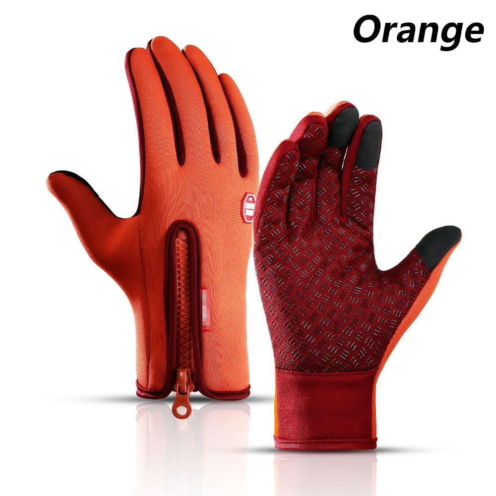 Hot Sale Winter Gloves For Men Touchscreen Windproof Cycling Cold Glove Warm Non-Slip Outdoor Driving Zipper Womens Sport Gloves