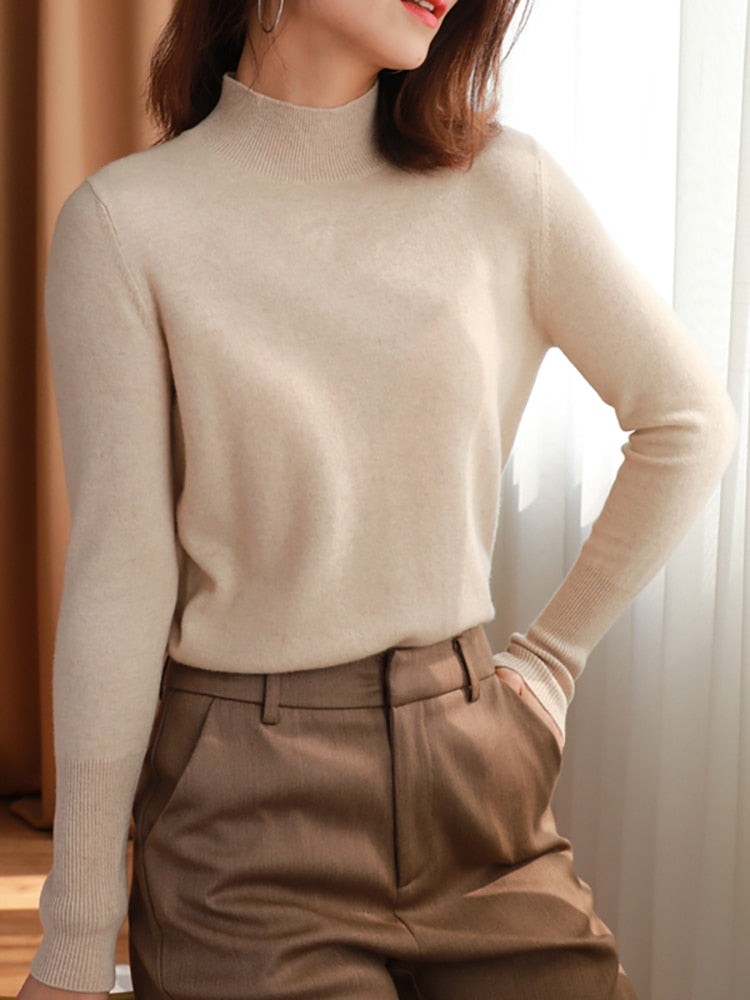 autumn winter chic bottom sweaters women fashion turtleneck pullover slim long sleeve 2022 knitted Jumper Soft Warm Pull Femme