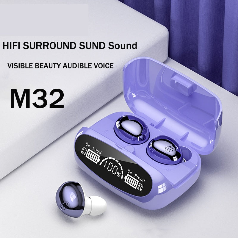 M32 Wireless Bluetooth Headset Dual Ear Digital Display Large Touch Noise Reduction Low Delay TWS Bluetooth Headset