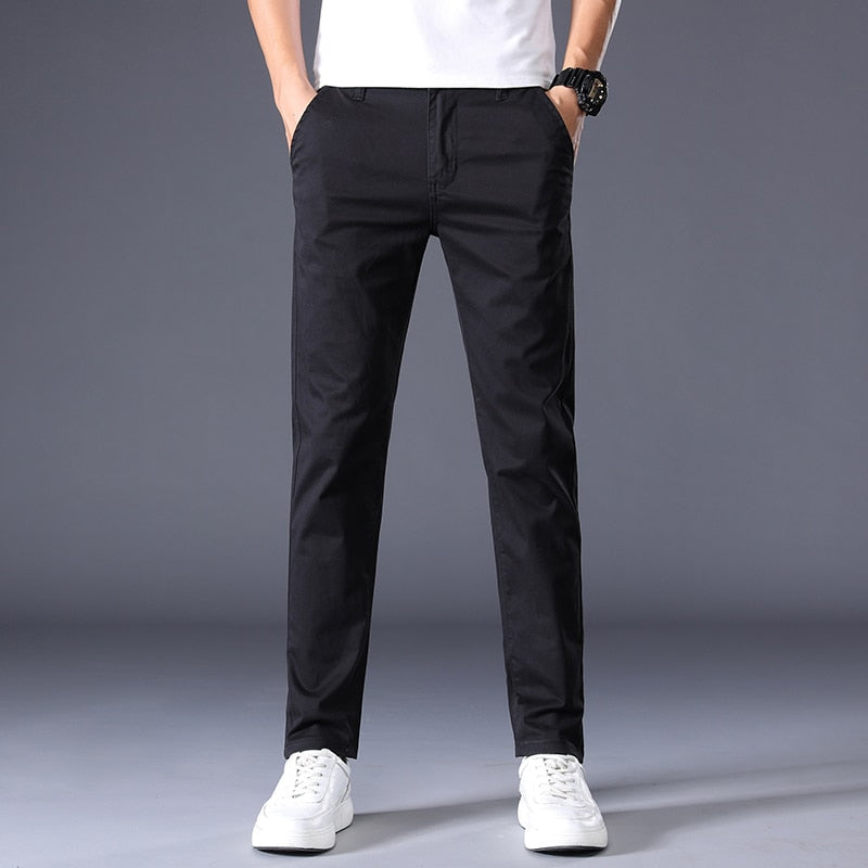 7 Colors Men&#39;s Classic Solid Color Summer Thin Casual Pants Business Fashion Stretch Cotton Slim Brand Trousers Male