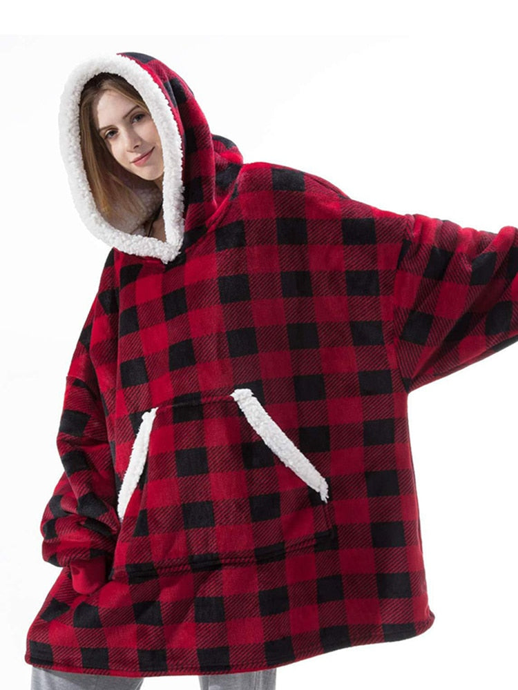 Oversized Hoodies Sweatshirt Women Winter Hoodies Fleece Giant TV Blanket With Sleeves Pullover Oversize Women Hoody Sweatshirts