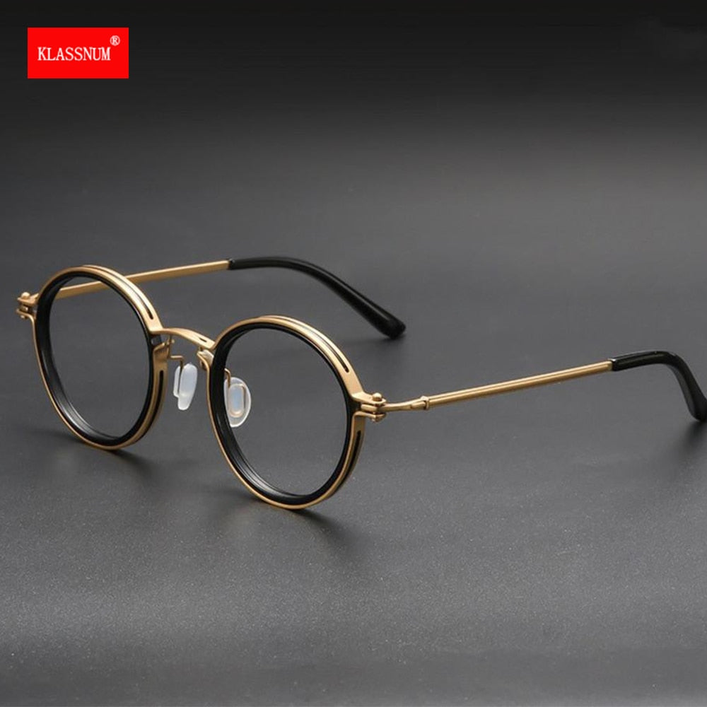 Reading Glasses Men Luxury Round Frame Magnifying Glasses Clear Lens Anti Blue Light Glasses Men Women Metal Reading Glasses New