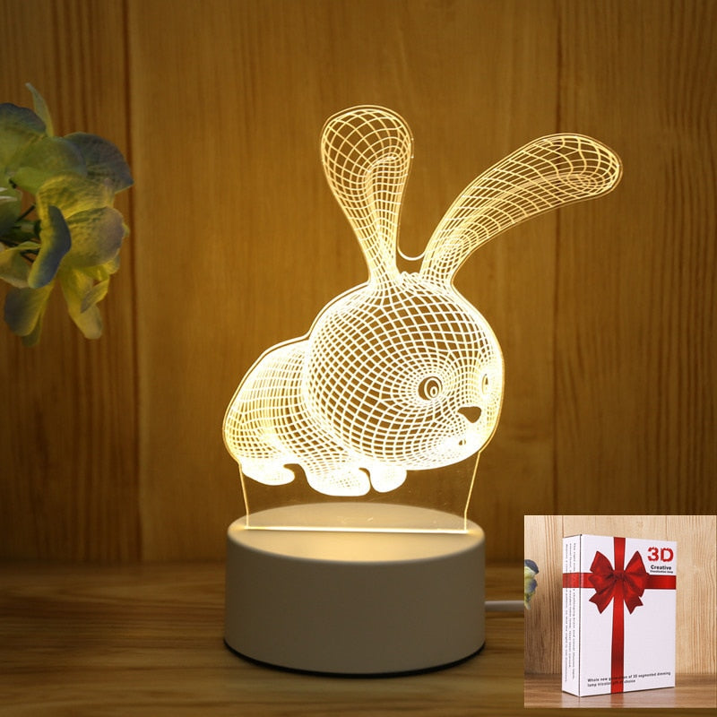 Romantic Love 3D Acrylic Led Lamp for Home Children&#39;s Night Light Table Lamp Birthday Party Decor Valentine&#39;s Day Bedside Lamp