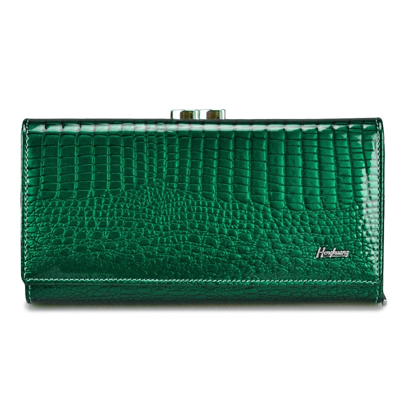 HH Genuine Leather Women&#39;s Wallet Alligator Long Hasp Zipper Wallet Ladies Clutch Money Bag New Female Luxury Coin Purses