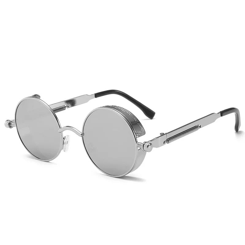 Classic Gothic Steampunk Sunglasses Luxury Brand Designer High Quality Men  Retro Round Metal Frame Sunglasses UV400