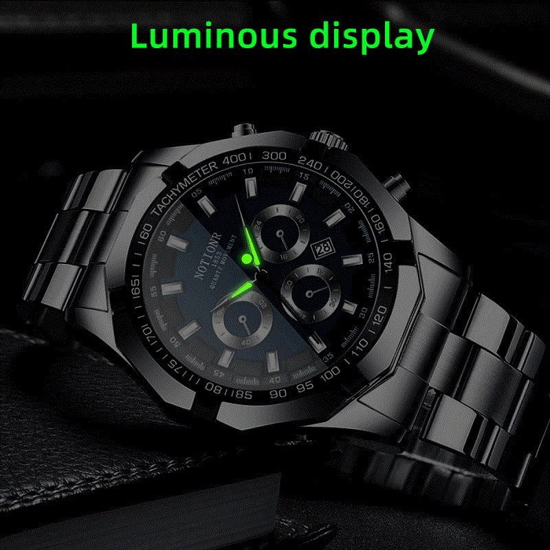 2023 Luxury Mens Sports Watches Fashion Men Business Stainless Steel Waterproof Quartz Wrist Watch Luminous Clock montre homme