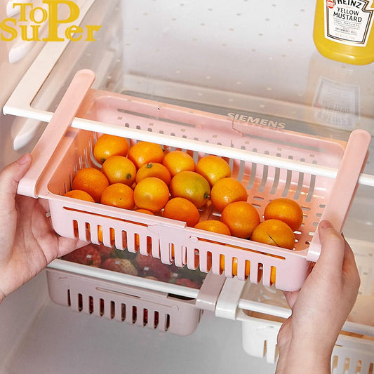 Fridge Organizer Storage Organizer Fridge Food Storage Shelf Adjustable Pull-Out Drawer Basket Storage Rack Kitchen Accessories