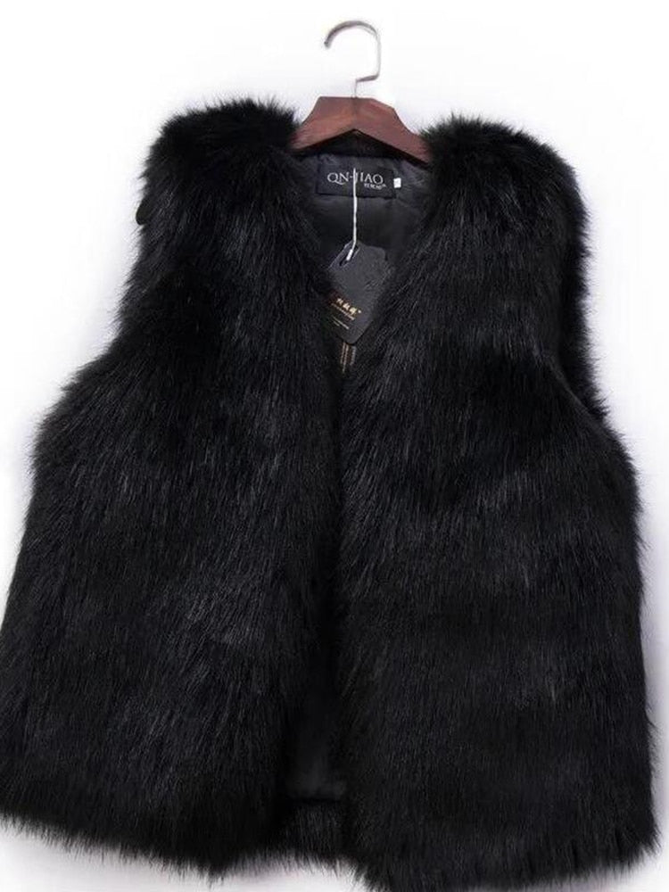 2021 New Winter Female Fox Fur Vest Coat Winter Warm White Black Gray Fur Vest Jacket Large Size 2XL Sleeveless Coat