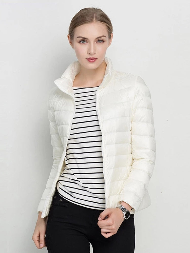 Women Coat New Ultra Light White Duck Down Jacket Slim Women Winter Puffer Jacket Portable Windproof Down Coat 7XL