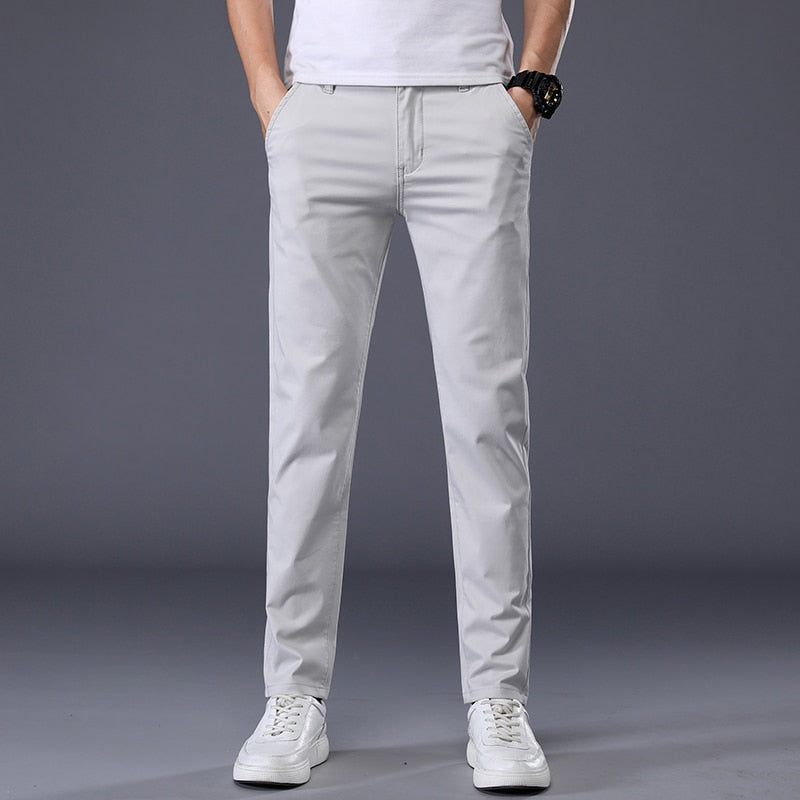 7 Colors Men&#39;s Classic Solid Color Summer Thin Casual Pants Business Fashion Stretch Cotton Slim Brand Trousers Male