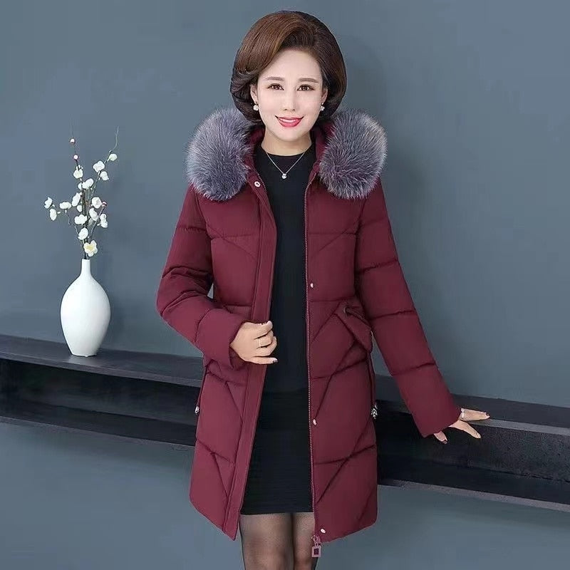 Fashion Winter Jacket Women Big Fur Hooded Thick Down Parkas 5XL Female Jacket Coat Lambswool Warm Winter Outwear Long 2021 New