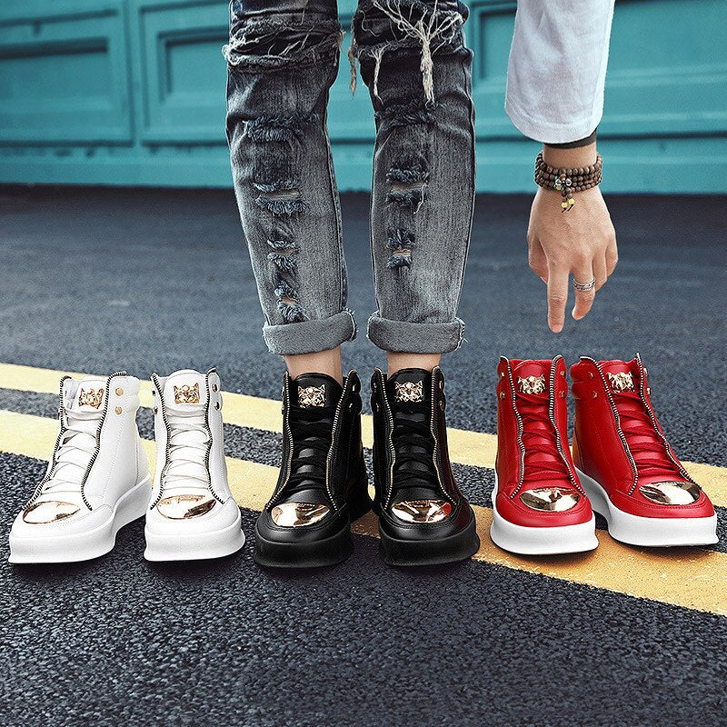 High Top Casual Shoes Men Sneakers 2022 Fashion Skateboard Shoes Leopard Platform Shoe Sport Training Shoes Men&#39;s Ankle Boots