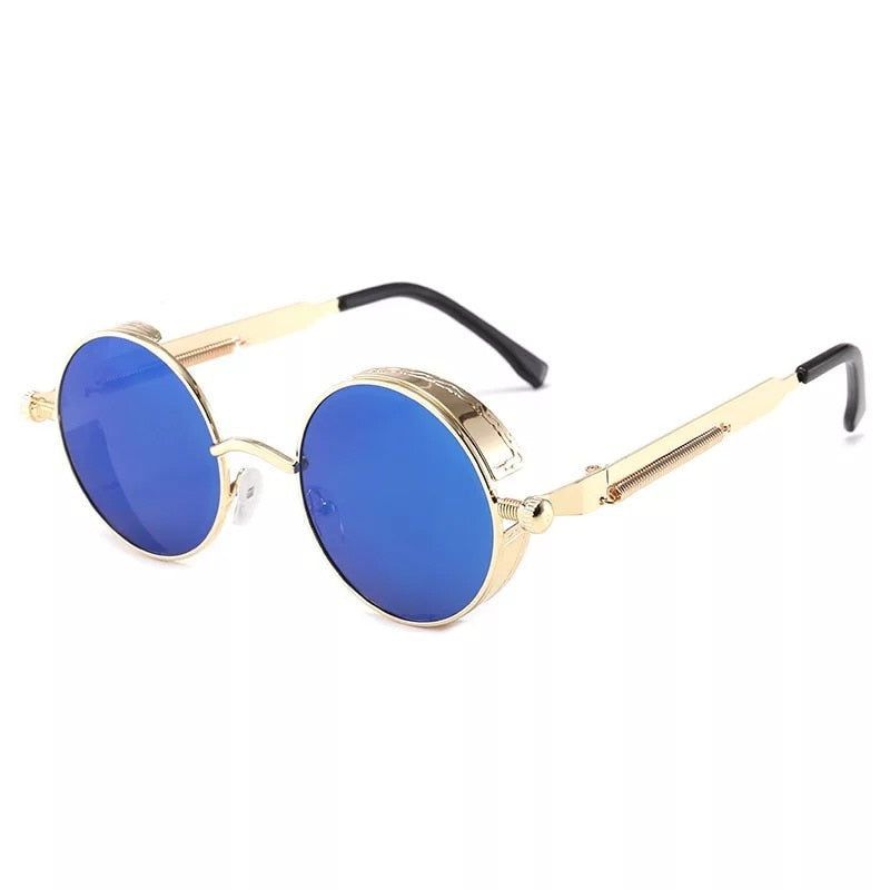 Classic Gothic Steampunk Sunglasses Luxury Brand Designer High Quality Men  Retro Round Metal Frame Sunglasses UV400