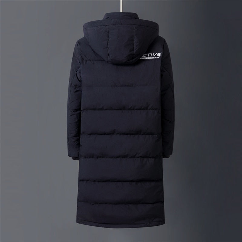 2021 Winter 90% White Duck Down Jacket Men Hooded Fashion High Quality Winter Coat Men Long Thicken Warm Down Coat Black Parkas