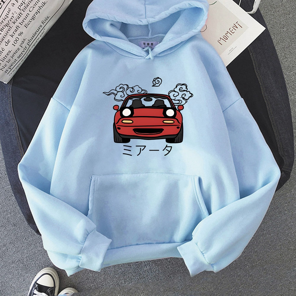 Anime Initial D Hoodie JDM Japanese Automotive Miata MX5 Printed Hoody Women Crewneck Sweatshirts Men Long Sleeve Pullover Tops