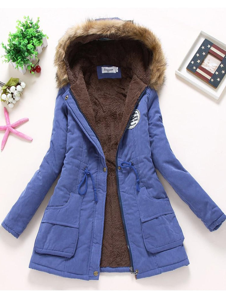 new winter military coats women cotton wadded hooded jacket medium-long casual parka thickness  XXXL quilt snow outwear