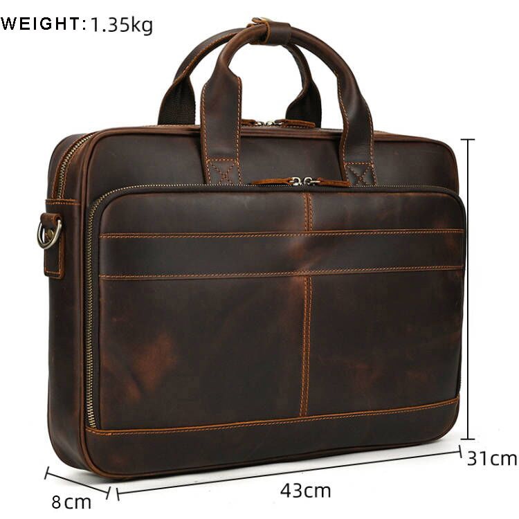 MAHEU Men Briefcase Genuine Leather Laptop Bag 15.6&quot; PC Doctor Lawyer Computer Bag Cowhide Male Briefcase Cow Leather Men Bag