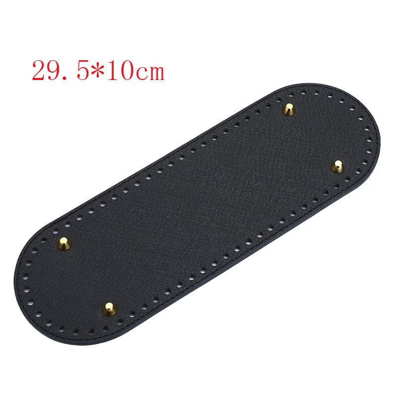 29.5*10cm Handmade Oval Bottom For Knitted Bag PU Leather Wear-Resistant Accessories Bottom With Holes Diy Crochet Bag Bottom