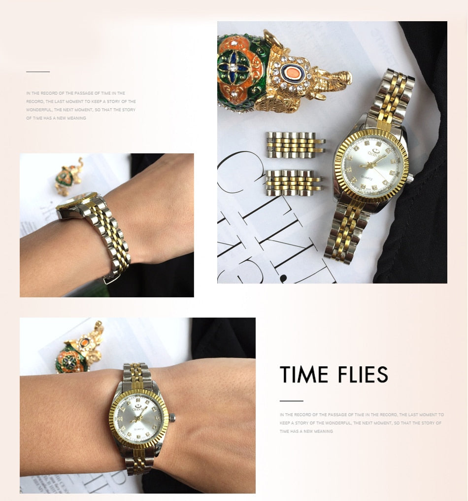 CHENXI Women Golden &amp; Silver Classic Quartz Watch Female Elegant Clock Luxury Gift Watches Ladies Waterproof Wristwatch