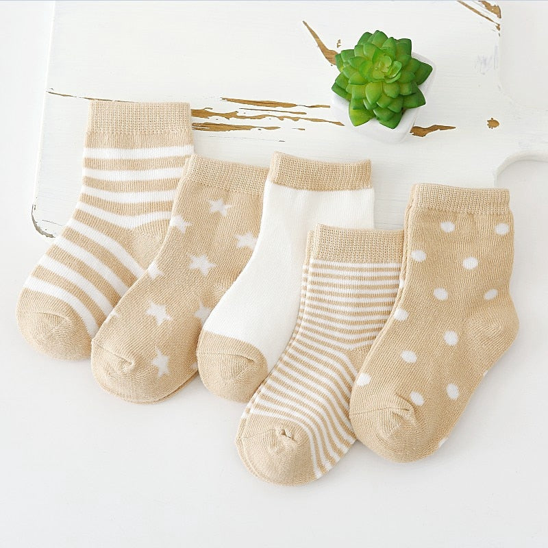 5Pairs Baby Socks Newborn Baby Boy Socks 0-1-3-7Y Kids Pure Cotton Animal Design Fadeless Soft Children&#39;s Socks for Girls