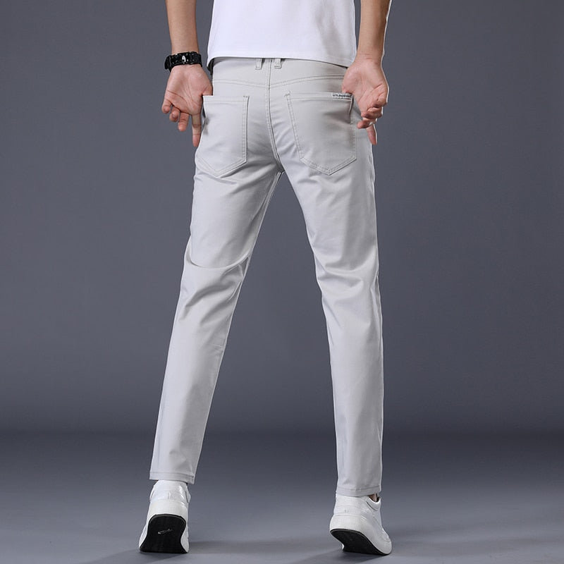 7 Colors Men&#39;s Classic Solid Color Summer Thin Casual Pants Business Fashion Stretch Cotton Slim Brand Trousers Male