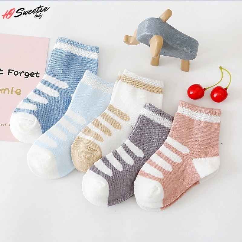 5Pairs Baby Socks Newborn Baby Boy Socks 0-1-3-7Y Kids Pure Cotton Animal Design Fadeless Soft Children&#39;s Socks for Girls