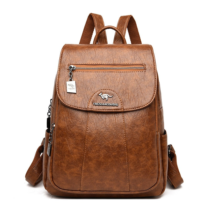 2022 Women Leather Backpacks High Quality Female Vintage Backpack For Girls School Bag Travel Bagpack Ladies Sac A Dos Back Pack